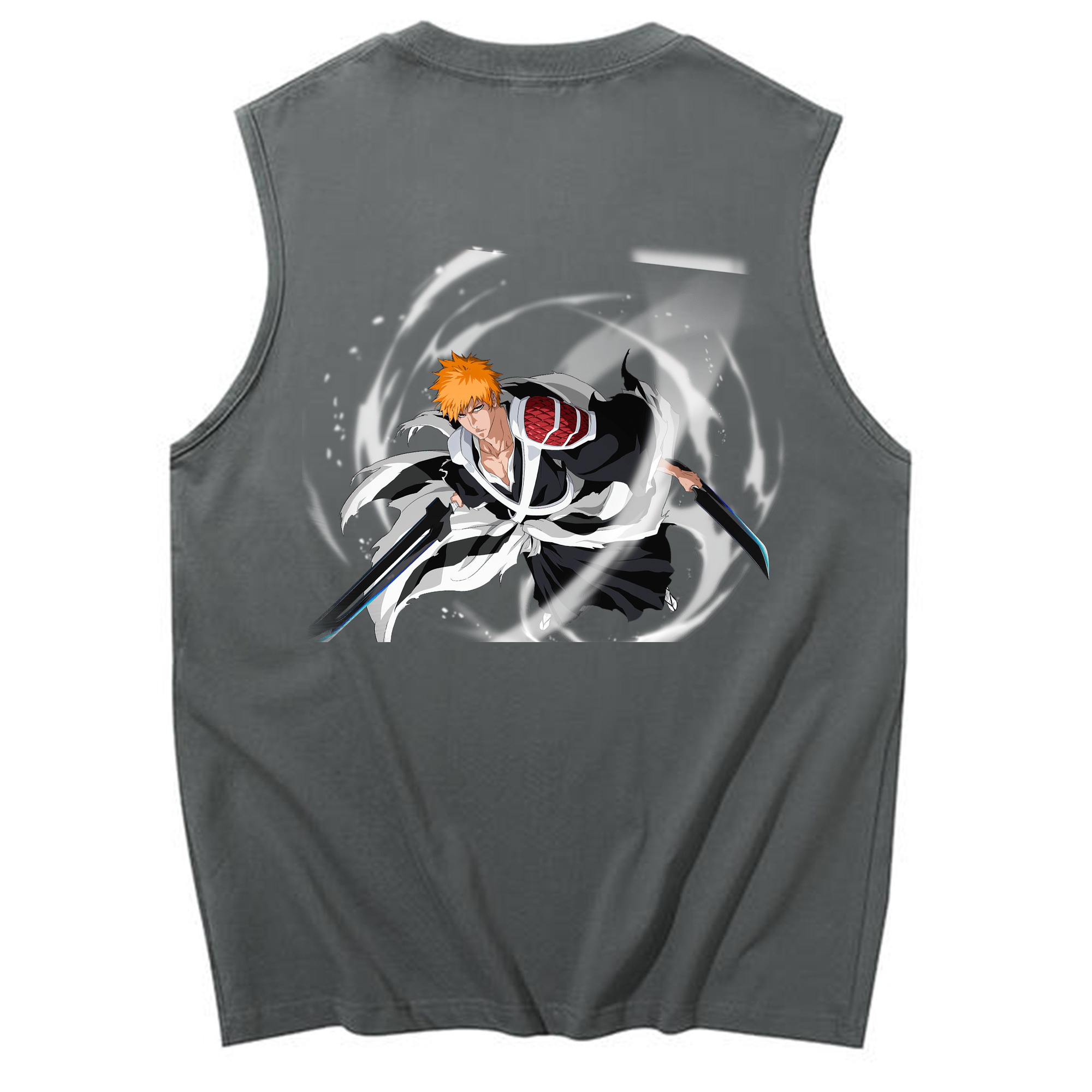 （画像用） ブリーチ 黒崎一護（くろさき いちご）BLEACH Kurosaki Ichigo コットン100％タンクトップ（背面プリント）